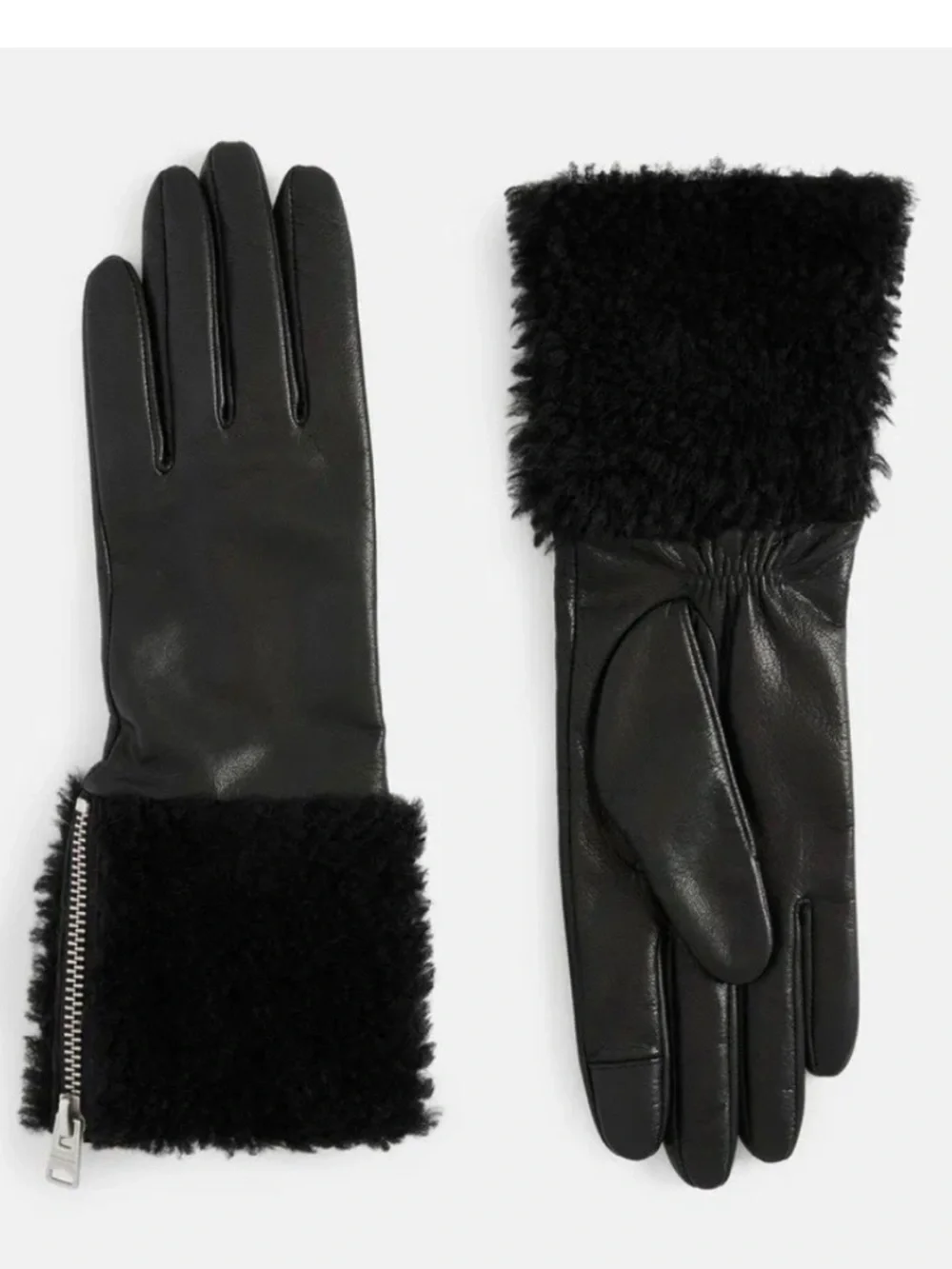 AllSaints Faux Shearling Leather Gloves